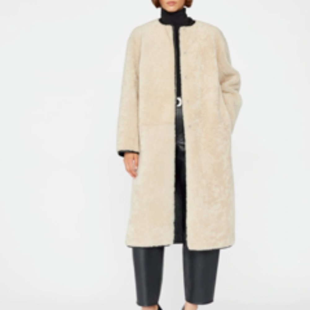 FRAME -- CLEAN SHEARLING COAT CREAM MULTI